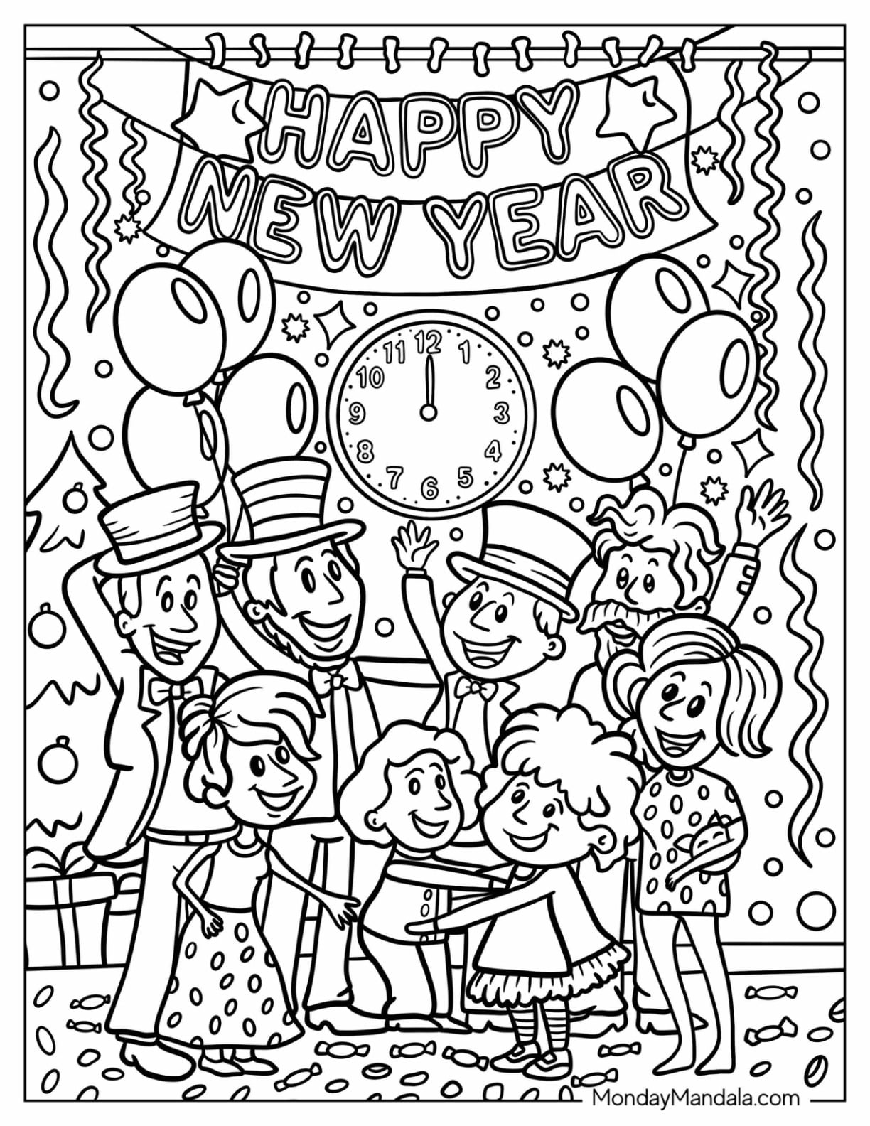32 new year coloring pages (free pdf printables)